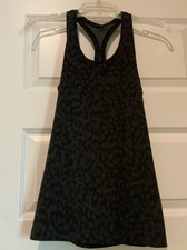 Lululemon Women’s Cool Racerback Tank Black Gray Cheetah Camo
