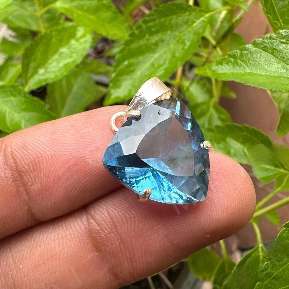 Colgante Aguamarina Azul Santa María 22 Ct Certificado Natural En Plata Sólida 925 Foto 3 de 4