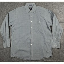 Burberry Mens Shirt Large Blue Green Gingham Check Long Sleeve Made USA Preppy