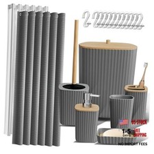 Bathroom Accessories Set - Bathroom Set, Bathroom Complete Set Solid Grey