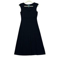 Lauren Ralph Lauren Classic Black Dress Cap Sleeves Stretch Knit Size Medium