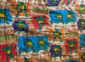 VINTAGE TEENAGE MUTANT NINJA TURTLES COMFORTER Twin Bed TMNT 1988
