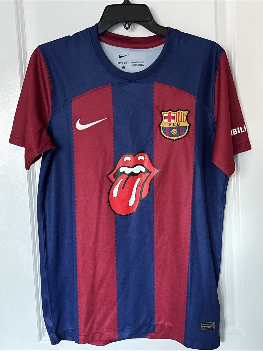 Nike FC BARCELONA ROLLING STONES UNHCR JERSEY SZ SMALL | eBay
