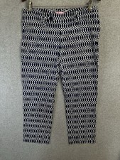 Lilly Pulitzer Blue Geo Print Ankle Pants Sz 8 Cotton Blend Stretch Mid Rise