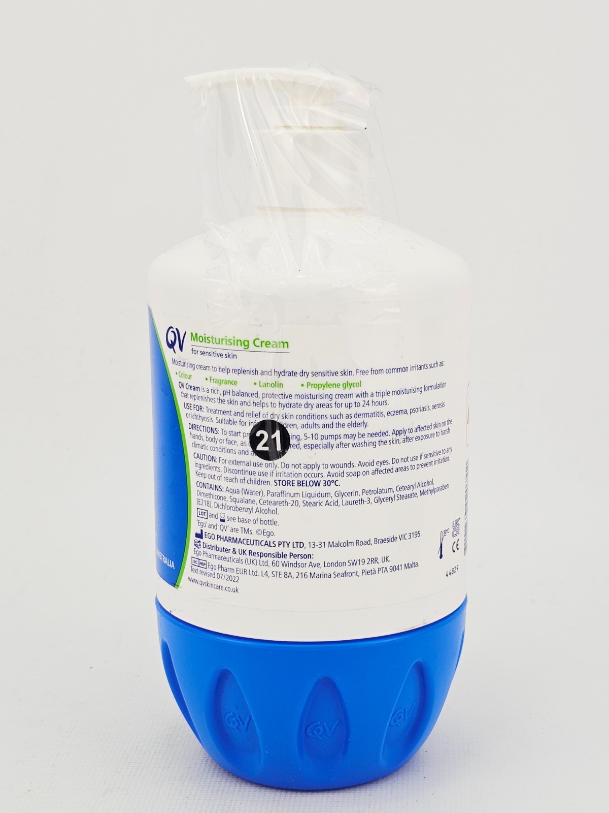 QV Cream with 10% Glycerin 500g Rich Protective Moisturiser Sensitive Skin Jumbo