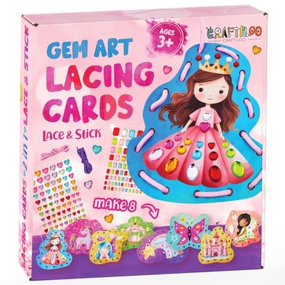 Lacing Cards for Ages 3-5 - 8 Princess Sewing Cards with Gem Stickers, Lacing...
