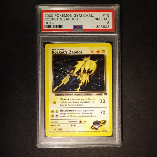 2000 Rocket's Zapdos 15/132 Gym Challenge Holo PSA 8
