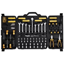 VEVOR 221-Piece Mechanics Tool Set, 1/4" and 3/8" Drive Sockets, SAE and Metric