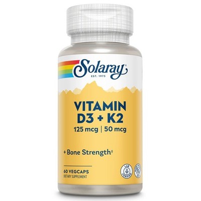 10/28 Solaray - Vitamin D-3 5000 IU & K-2 50 mcg MK-7 - 60 Vegetarian Capsules