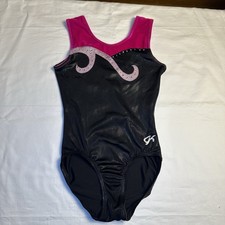 GK Elite Black Pink Velvet Rhinestone Embellished Gymnastics Leotard CL