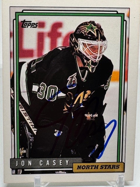1992-93 Topps #379 Jon Casey SIGNED NHL Hockey Card