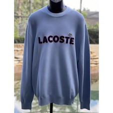 Lacoste Medium Crew Neck Cotton Sweater, Light Blue, Pullover Jumper