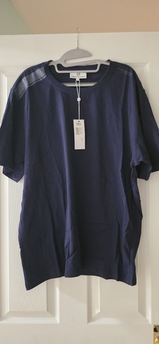 Sergio Tacchini, Sergio Tacchini Presto T Shirt XL Navy Blue Cotton Shoulder Stripe NWT