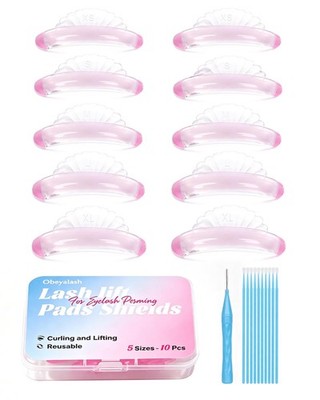 Shields Lash Lift Pads Rods- Lash Lift Shields Eyelash Curling, 5 Sizes Silic...