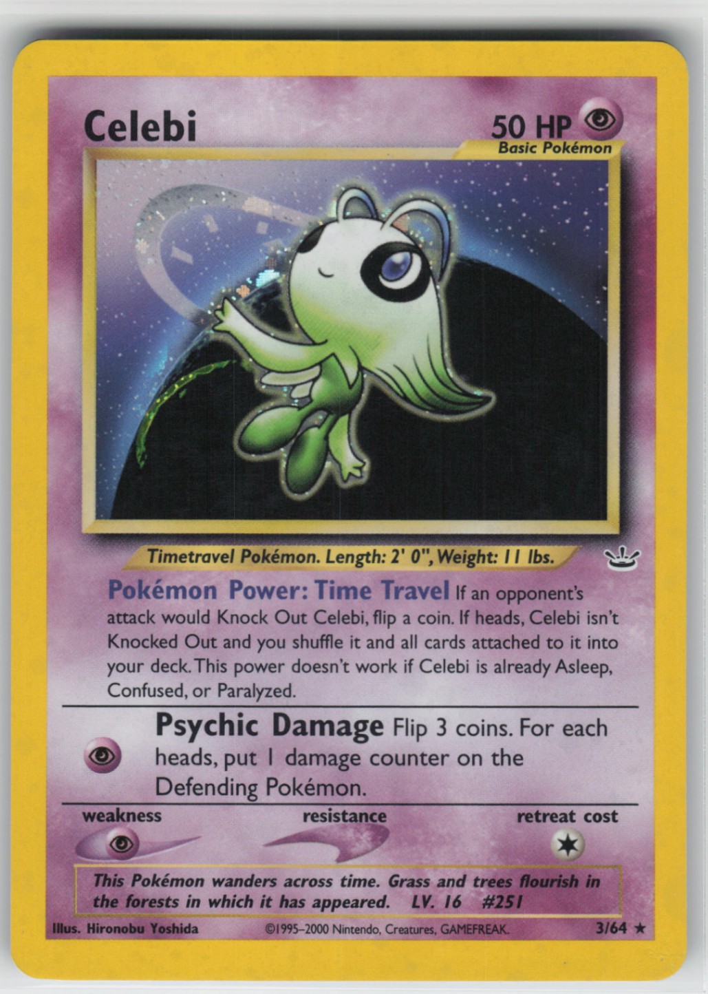Pokemon TCG Celebi (3) 03/64 Neo Revelation Holo Rare card Unlimited Holofoil LP