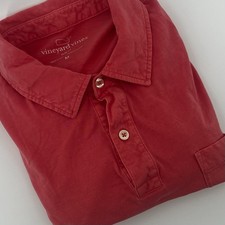 Vineyard Vines Men  s Medium Slim Fit Red Pima Cotton Polo Shirt Whale Logo
