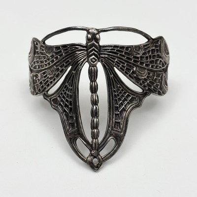 Vintage Watson Sterling Silver Art Nouveau Dragonfly Cuff Bracelet