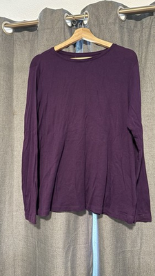 #ad Talbots Dark Purple Long Sleeve Blouse Size XXL $8.75
