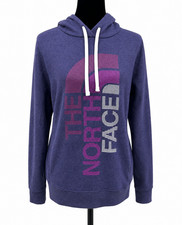 The North Face Womens Hoodie Size Large Purple Logo Graphic Pullover Sweatshirt