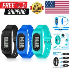 Silicone Fitness Tracker Watch 3 Pcs Walking Running Pedometer Calorie Burnin...