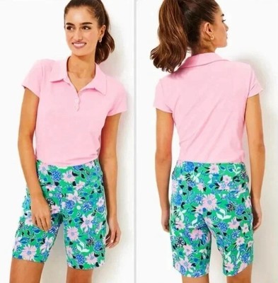 Lilly Pulitzer Shorts Women 8 Reid UPF 50 Spearmint Golf Till You Drop Woven New