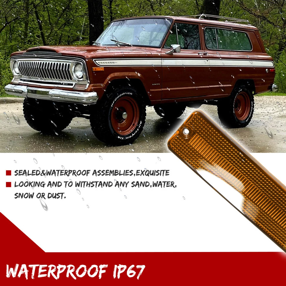 Luces marcadoras laterales delanteras con lente ámbar para Jeep CJ5 CJ6 CJ7 CJ8 SJ Wagoneer J10 J20 Foto 4 de 4