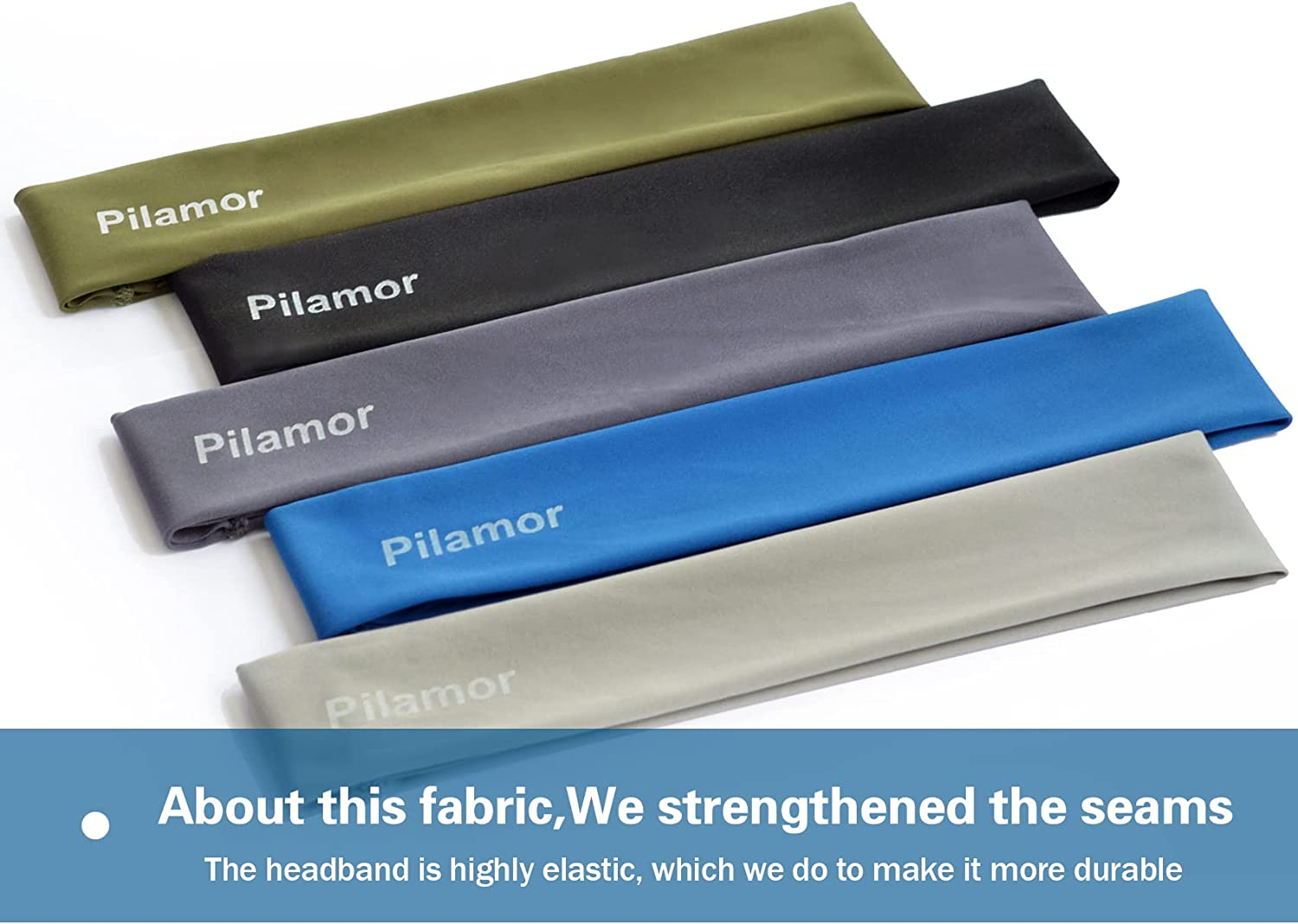 Pilamor Mens Sweatbands(5Pack), Headbands for Men and Women, Mens