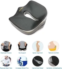 Organic Gel & Memory Foam Orthopedic Seat Cushion - Ergonomic for Back pain