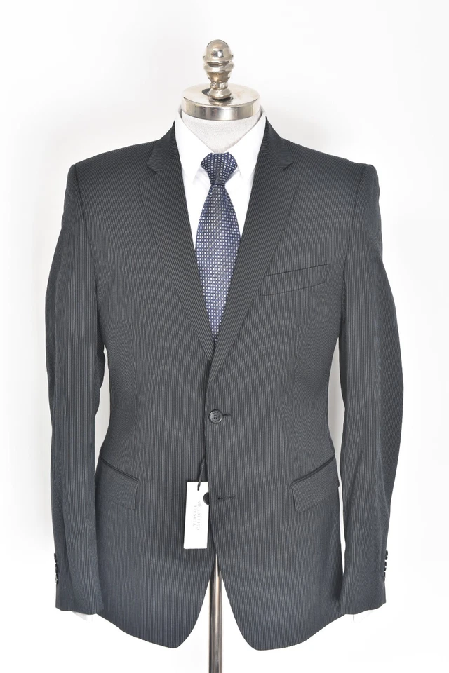 NWT VERSACE COLLECTION Black Striped Slim Wool Suit 38 R (EU 48) Drop 4 Fits 36 - Image 3 of 4