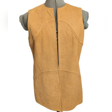 Vintage 70s tan leather vest