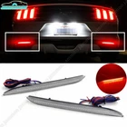 Clear Lens Red LED Rear Bumper Brake Reflector Lights For 2015-2017 Ford Mustang