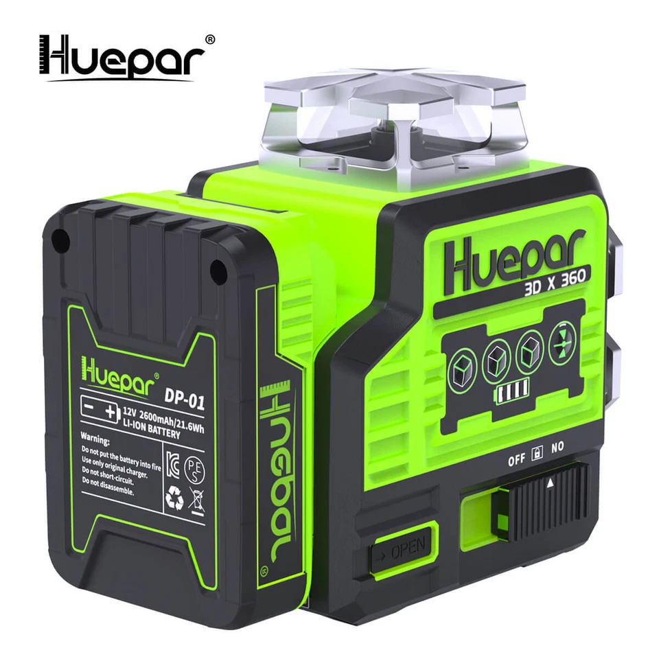 HUEPAR 3 x 360° Grüner Kreuzlinienlaser Laser Wasserwaage+Laserdetektor + Stativ - Bild 2 von 4