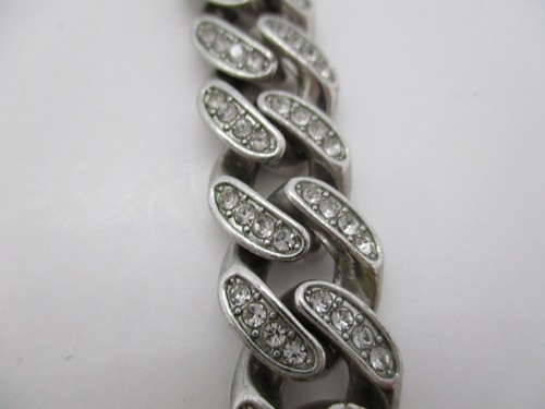 Silver Tone Cuban Iced-Out Chain Link Men's Necklace - Picture 4 of 13