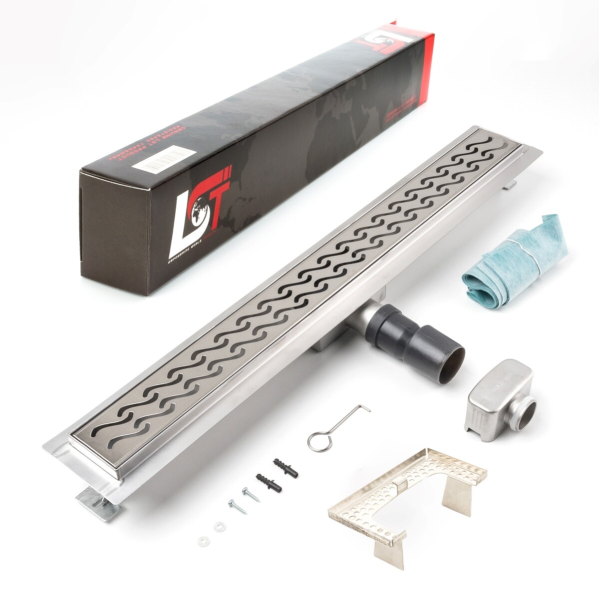 Channel Double Shaft Waves 700x70mm Drain with Stainless Steel Siphon Hair Sieve