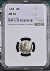 1964-P Roosevelt Silver Dime 10c - NGC MS 66. Toning!