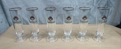 (6) Rastal 0.2 L Clausthaler Marke High Fluted German Beer Glasses 6 1/2'' tall