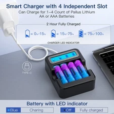 Pallus 1.5V Rechargeable Lithium AA Batteries Blink Camera Doorbell Battery Lot