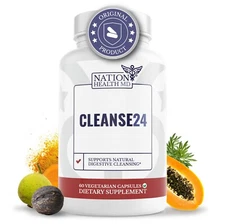 NATION HEALTH MD Cleanse24 - Intestinal Cleanse for Humans with Wormwood, Papaya