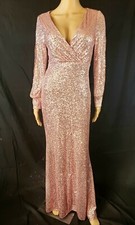 Long Sleeve Sequin Evening Dress