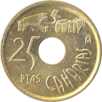 Spain 25 Pesetas Canary Islands Coin KM933 1994