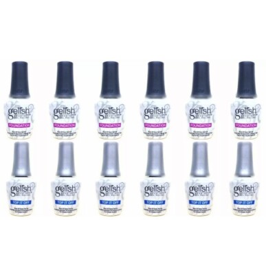 Set of 6 Harmony Gelish Soak Off Gel - 6 Base Coat and 6 Top Coat 0.5oz/15ml