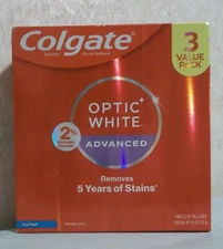Colgate Optic White Advanced Whitening Toothpaste Icy Fresh 3.2 oz 3 Ct