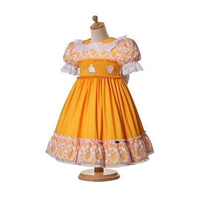 あみ Pettigirl Smocked Bunny Embroidery Dress for Little Girls Easter