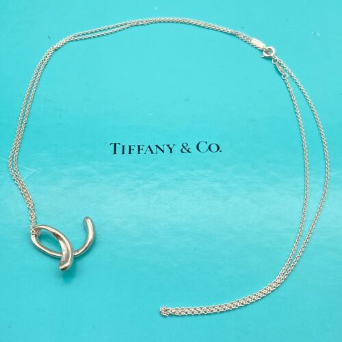 Tiffany & Co. Initial Letter Large E Necklace 28" Elsa Peretti Silver - Picture 4 of 5