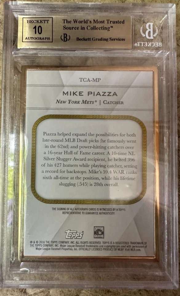 2016 Topps Transcendent Mike PIAZZA BLUE auto autograph 12/25 METS BGS 9.5 - Image 2 of 3