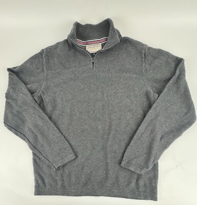 Flag & Anthem 1/4 Zip 100% Cotton Sweater Sz M Gray FA19SW252 Men s