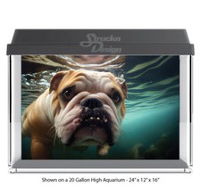 Brown Bull Dog Swimming Polyester Fish Tank Glass Backdrop Aquarium Background