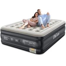 OhGeni Queen Air Mattress w/ Built-in Pump | 18" Raised Inflatable Bed, 650 lbs