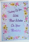 1 Birthday Greeting Card/Envelope Thinking Of You Happy Care Love Flowers Wishes