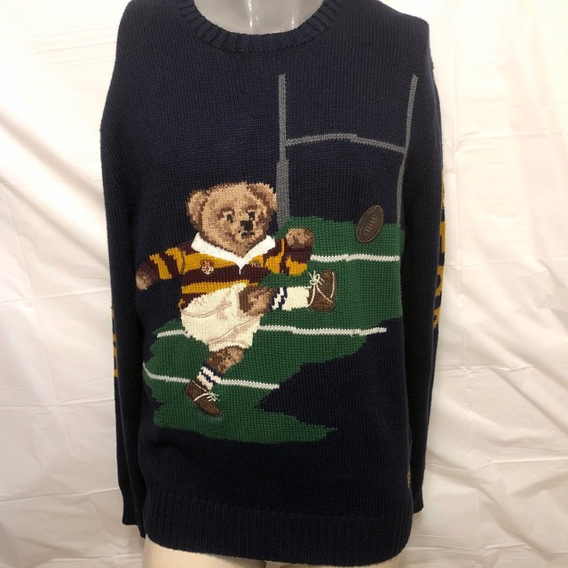Polo Ralph Lauren Iconic Medium Bear Sweater Kicker Rugby Football NWT | eBay